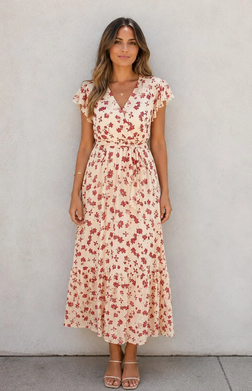 Women's Floral Boho Wrap Maxi Dress