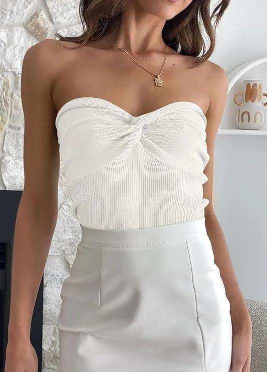 Womens Tube Tops Summer Outfits Cute Crop Tops 2026 Beach Vacation Spring Fashion Y2K Strapless Sleeveless Clothes