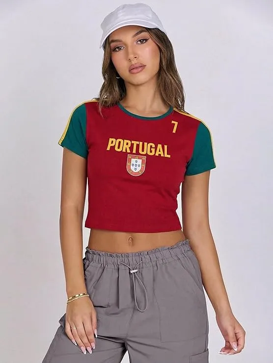 Soccer Cup 2026 Match Shirt Women Game Day Graphic Shirts Soccer Cup Crop Top Football Fans Gift Outfits