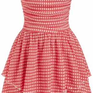 Women's Summer Cocktail Dress - Tube Ruched Ruffle Mini Dress