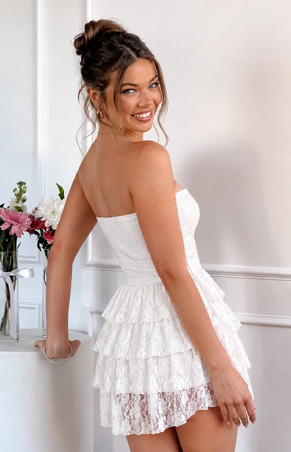 Strapless Sleeveless Bodycon Mini Dress – Ruched Tube Top Party Dress - Image 3